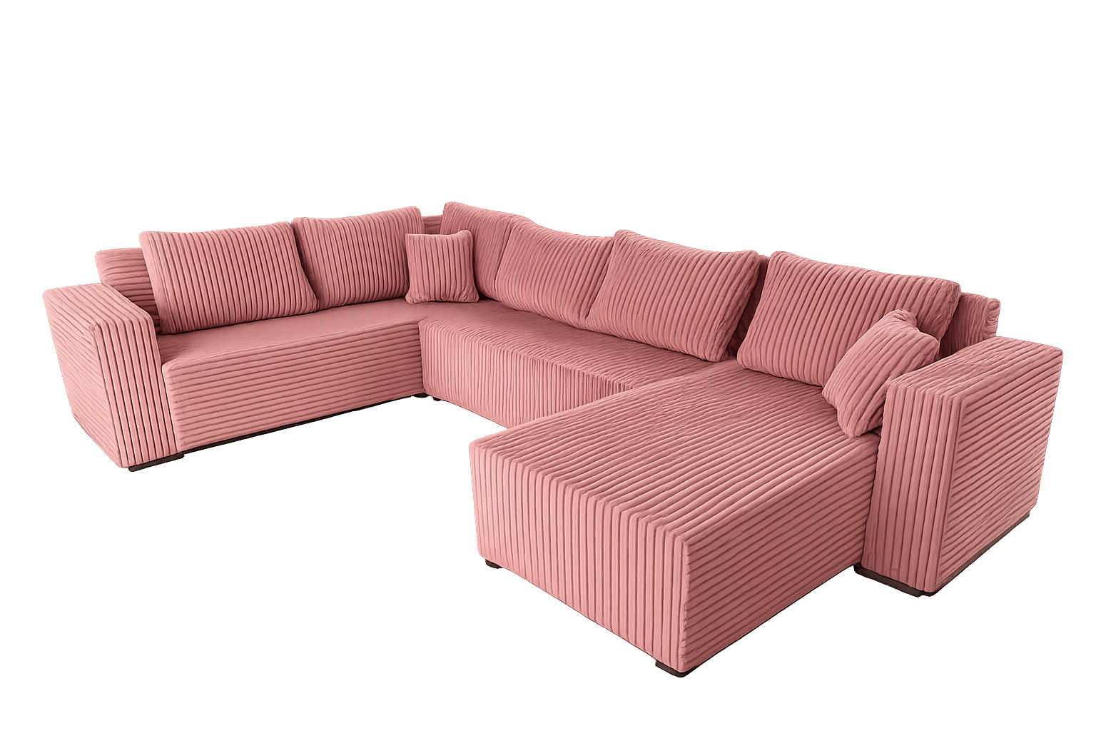 WOHNLANDSCHAFT Stylo U-Form mit Schlaffunktion & Bettkasten – Ecksofa in Cord Tilia – Breite 315 cm Rosa - Rosa, Kunststoff (314/90/215cm) - Wohnideebilder