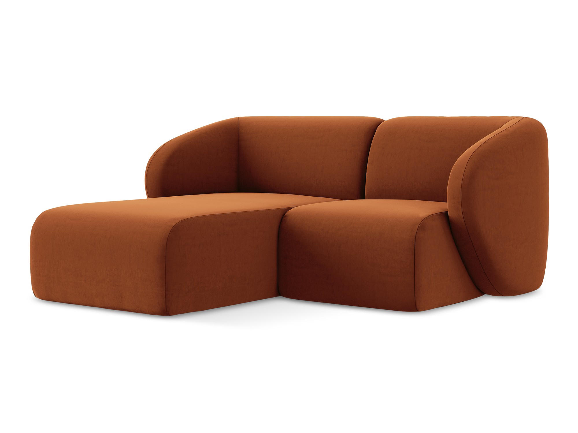 ECKSOFA Links Samt Stoff Orange - Terracotta/Schwarz, Holzwerkstoff/Kunststoff (178/166cm) - Makamii
