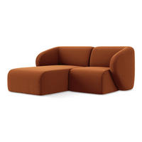 ECKSOFA Links Samt Stoff Orange - Terracotta/Schwarz, Holzwerkstoff/Kunststoff (178/166cm) - Makamii