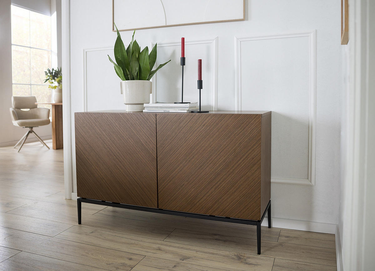 SIDEBOARD - Holzwerkstoff / Metall - Walnussfarben, Holzwerkstoff/Metall (120/75/40cm) - home24