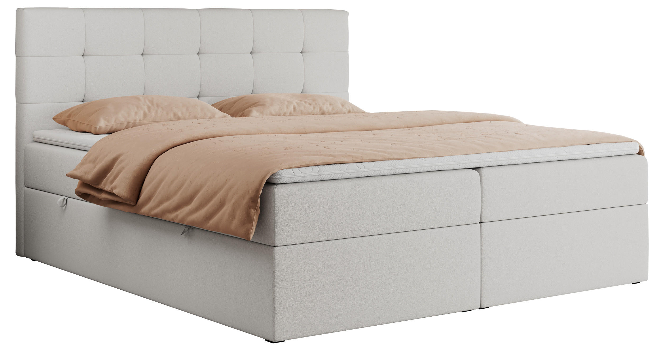 BOXBETT CENTO 200/200 Weiß Kunstleder - H4 - Weiß, Holz/Textil (200/200cm) - MKS