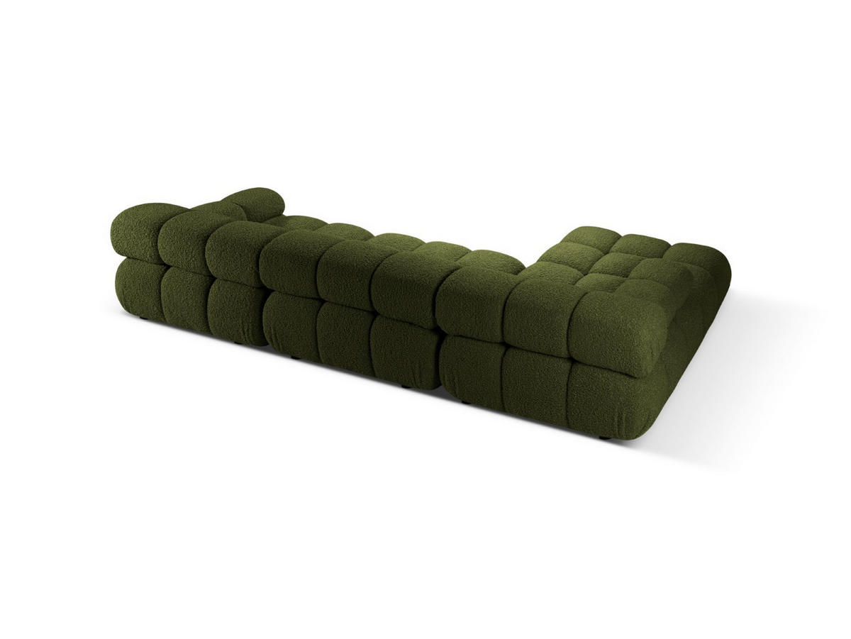 ECKSOFA modular links Bellis aus Boucle grün 4 Sitzplätze - Grün, Textil (155/282cm) - Micadoni