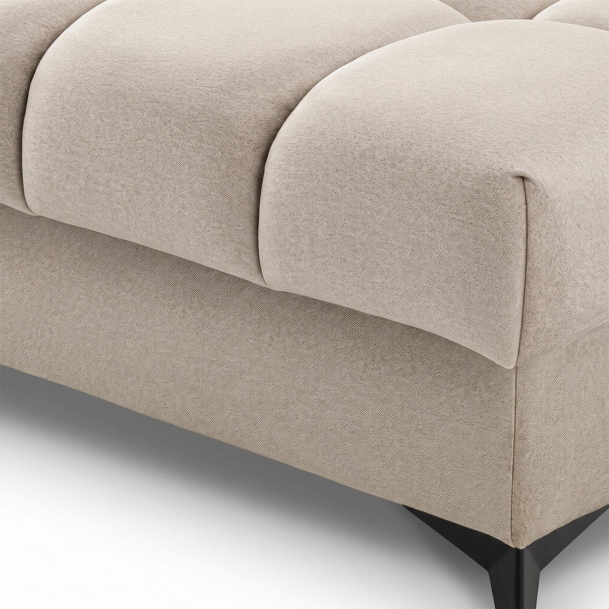 ECKSOFA PUDDING S Rechts mit Schlaffunktion 125x195 Velours Creme - Creme/Schwarz, Holz/Textil (275/177cm) - Muffo