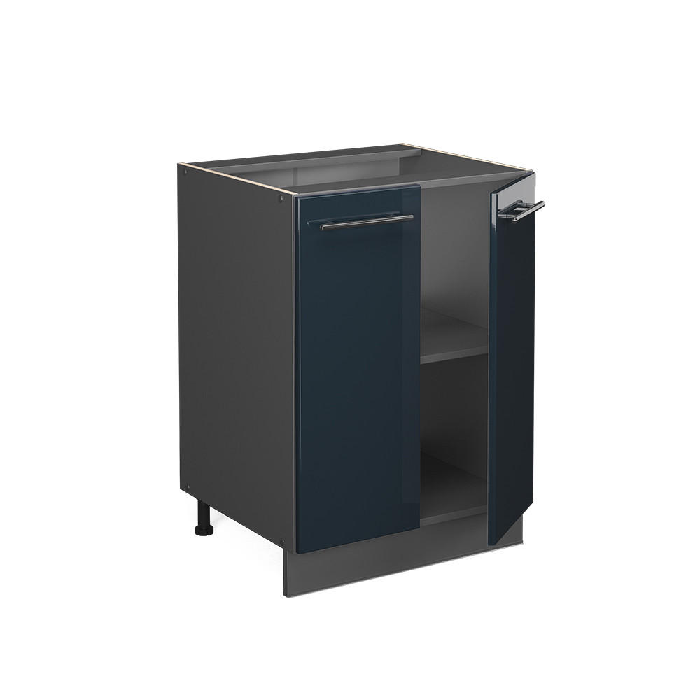 KÜCHENUNTERSCHRANK Fame-Line Dunkelblau Hochglanz 60 cm ohne AP - Anthrazit/Dunkelblau, Holzwerkstoff (60/82/51.6cm) - Vicco