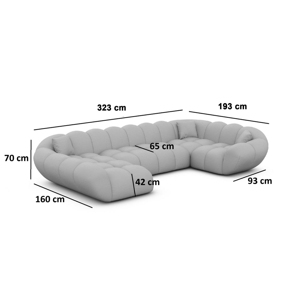 WOHNLANDSCHAFT Liva Königsblau Samtstoff U-Form XL Links - Blau, Textil (323/70/193cm) - VAROYAL