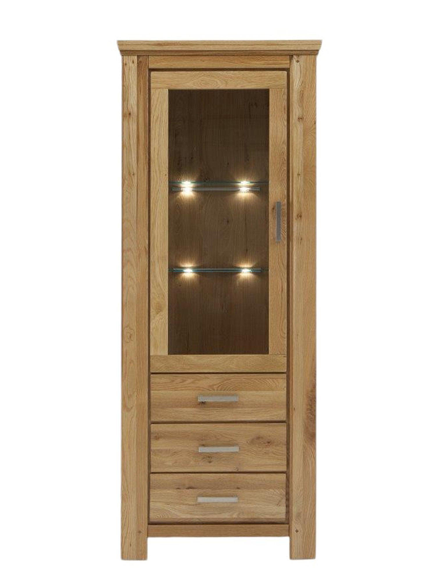 STANDVITRINE Teilmassiv Iantha 83x210x47 Vitrine Wildeiche natur geölt - Wildeiche, Holz (83/210/47cm) - 58aufmkessel