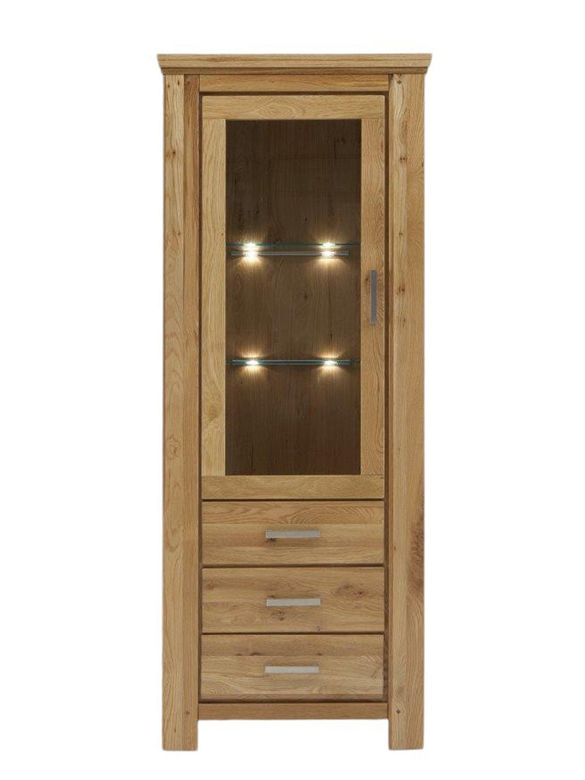 STANDVITRINE Teilmassiv Iantha 83x210x47 Vitrine Wildeiche natur geölt - Wildeiche, Holz (83/210/47cm) - 58aufmkessel