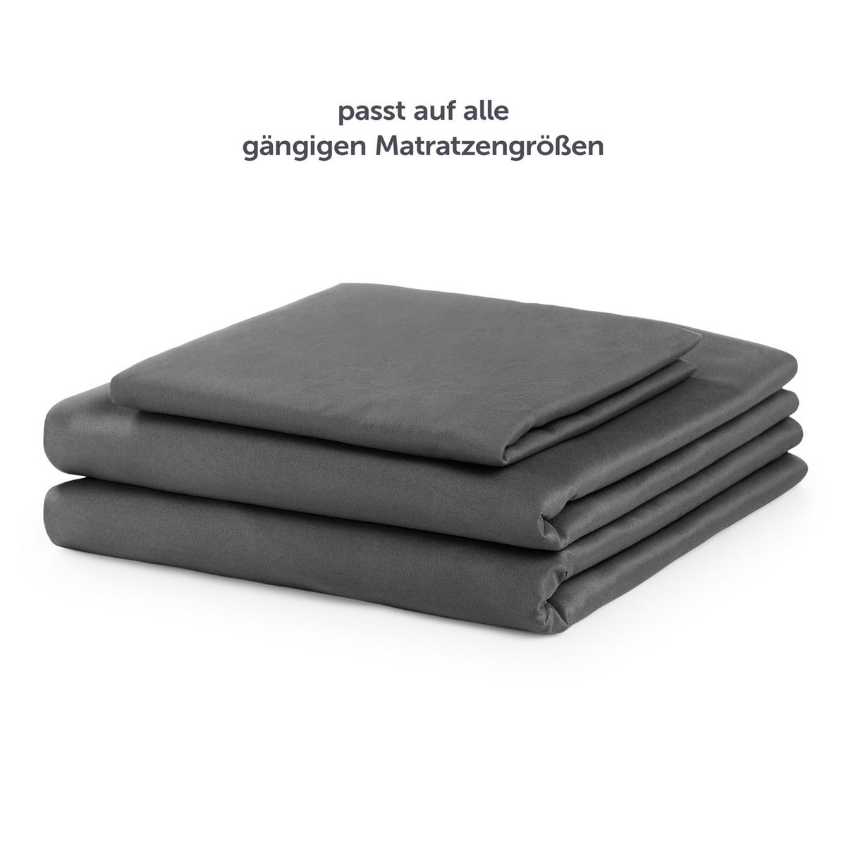 BETTLAKEN 3er Set - Spannbettlaken 90x190x30cm 1X Kissenbezug 50x80cm - Anthracit - Anthrazit, Textil (90/190cm)