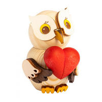 DEKOFIGUR Holzfigur Minieule mit Herz 7cm - Multicolor, Holz (5/7/5cm)