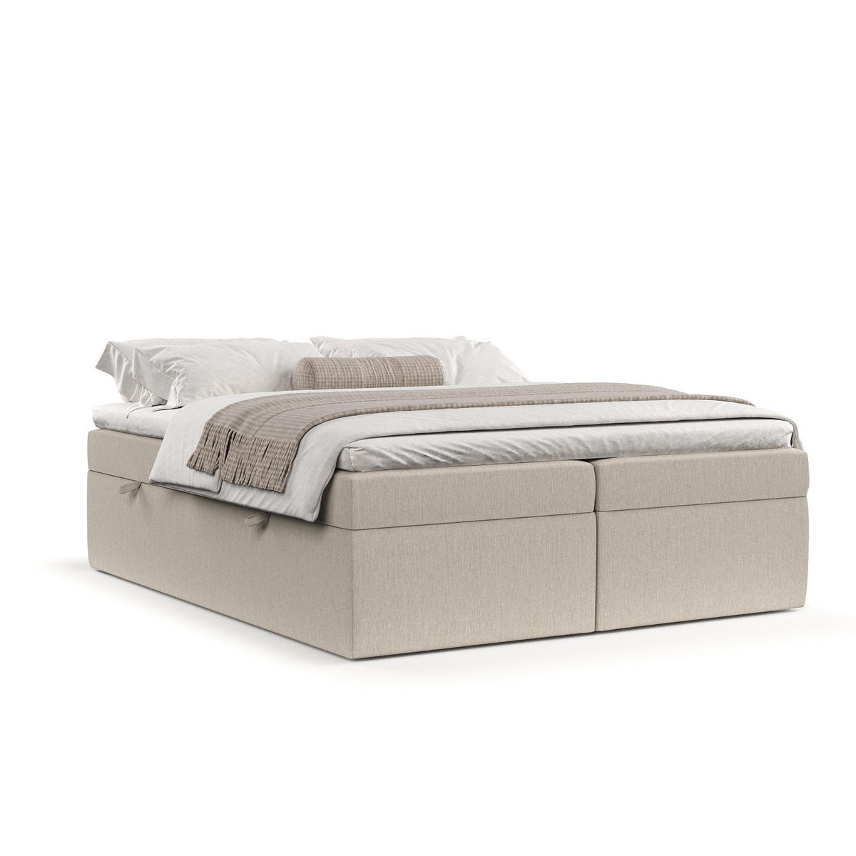 BOXBETT Lennon Beige 200/200 cm im Webstoff - Beige/Schwarz, Holz/Holzwerkstoff (200/200cm) - Maison de Reve