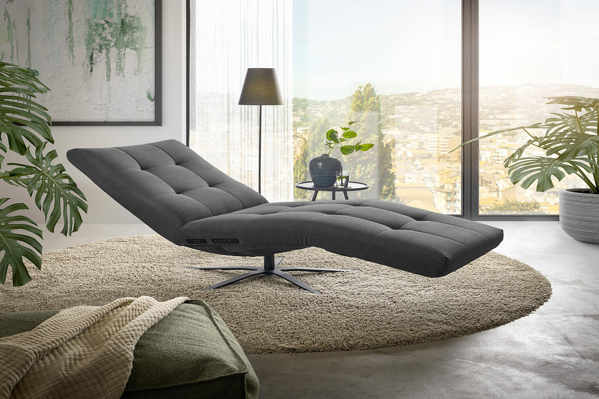 RELAXLIEGE LETICIA Anthrazit Cord - Anthrazit/Schwarz, Textil/Metall (82/115/156cm) - KAWOLA