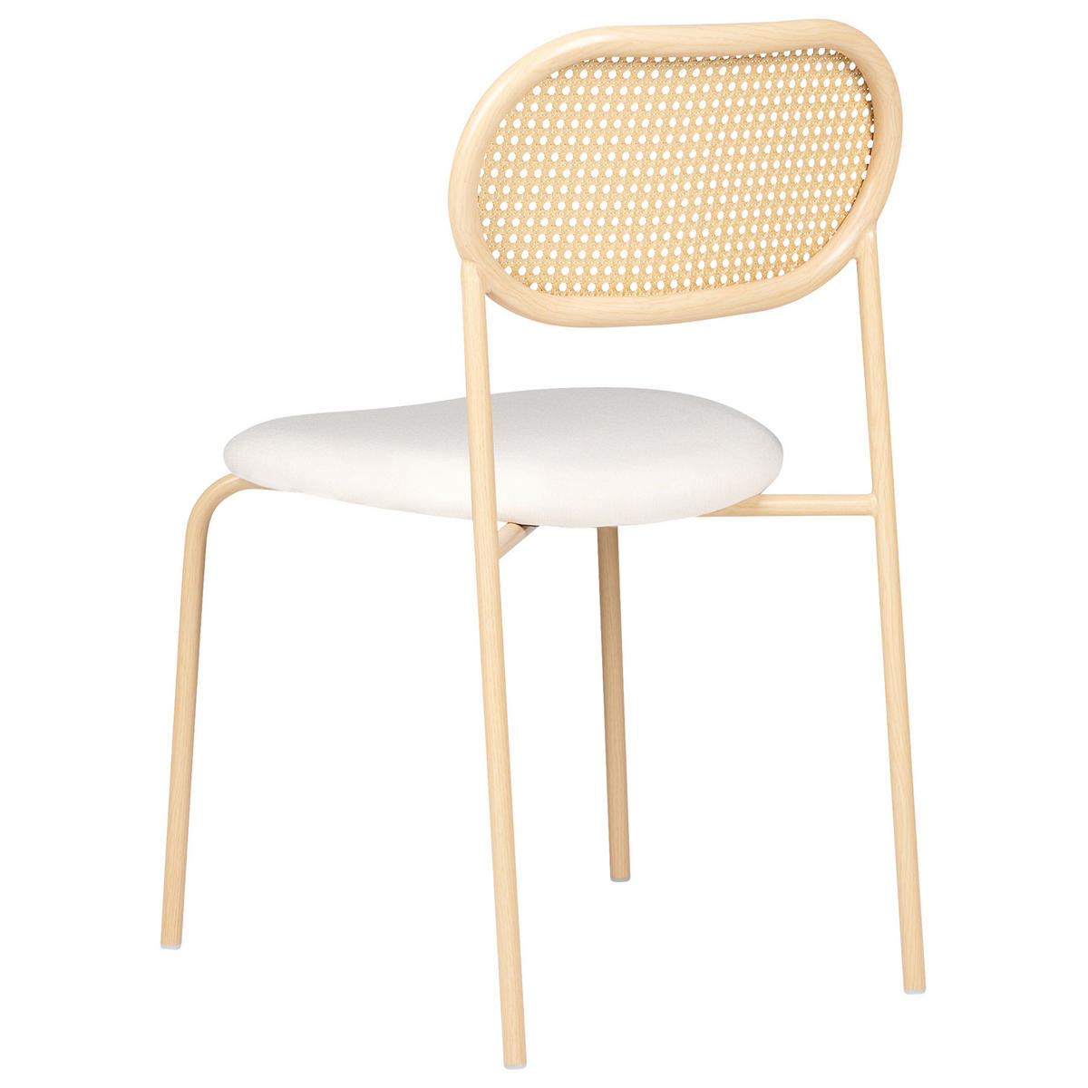 ESSZIMMERSTUHL 2er-Set Metall beige/heller Holzfarbton Adaver - Hellbraun/Beige, Metall (47/79/48cm) - Beliani