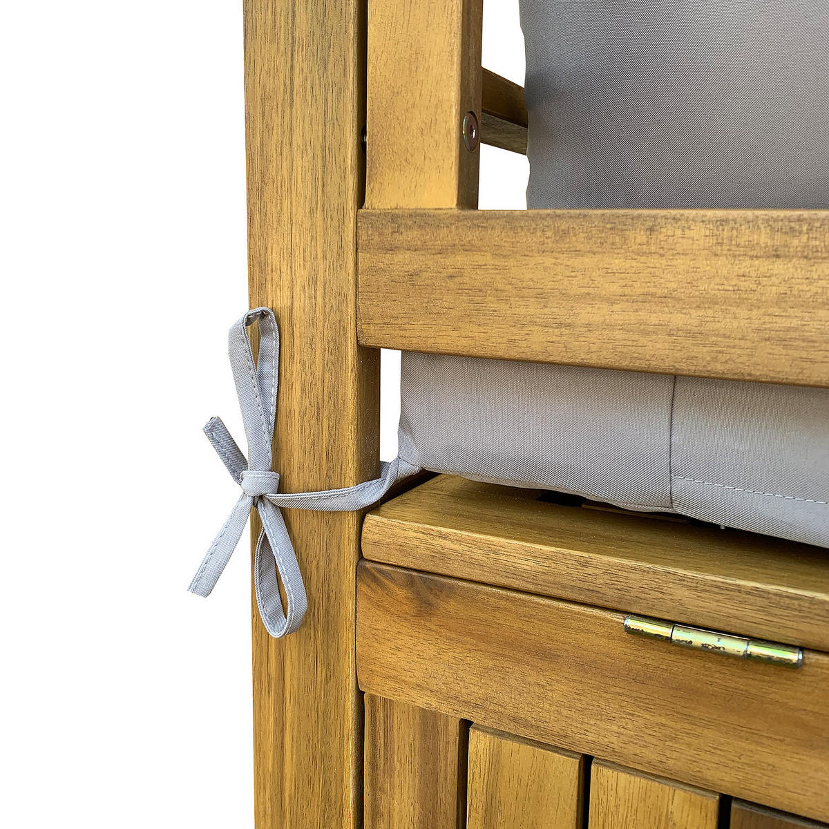 MASSIVE GARTENBANK - Akazie massiv / Polyester - Braun / Grau - Braun/Grau, Holz/Textil (120/79/69cm) - home24