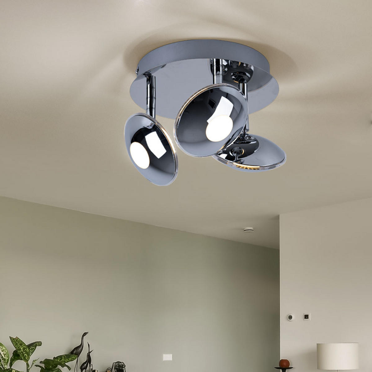 LED DECKENLEUCHTE Chrom Silber satiniert 3 Flammig - Silberfarben, Metall (20/20/15cm) - Globo Lighting
