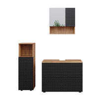BADMÖBEL-SET Irma Anthrazit gepunktet 3 Teile, mit Midischrank - Anthrazit/Eiche Wotan, Holzwerkstoff (80/58.6/41cm) - Vicco