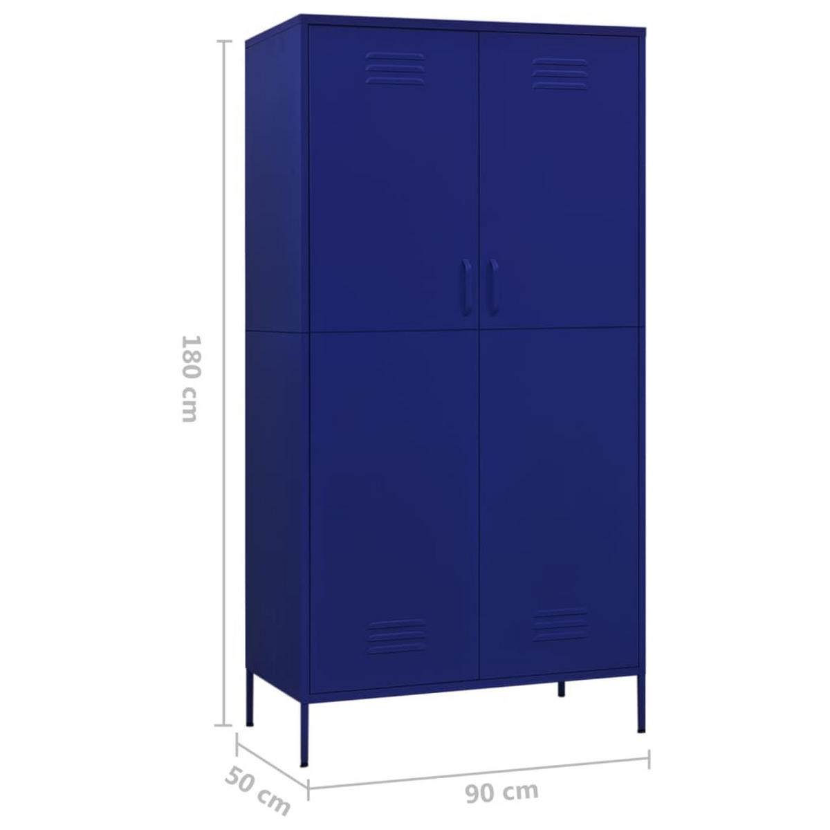 KLEIDERSCHRANK 2-Türig mit 4 verstellbaren Fächern 90/50/180 cm aus Stahl Marineblau - Blau, Metall (90/180/50cm) - vidaXL