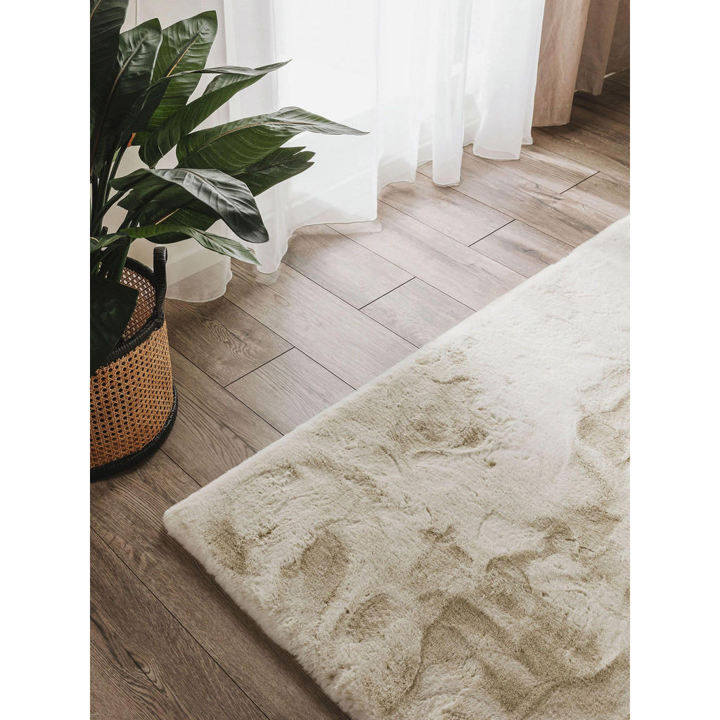 Thumbnail - benuta Nest Kunstfell-Teppich, Creme, Textil, Beton Optik, Rechteckig, 80x240 cm, Gots, wasserabweisend, Teppiche & Böde...