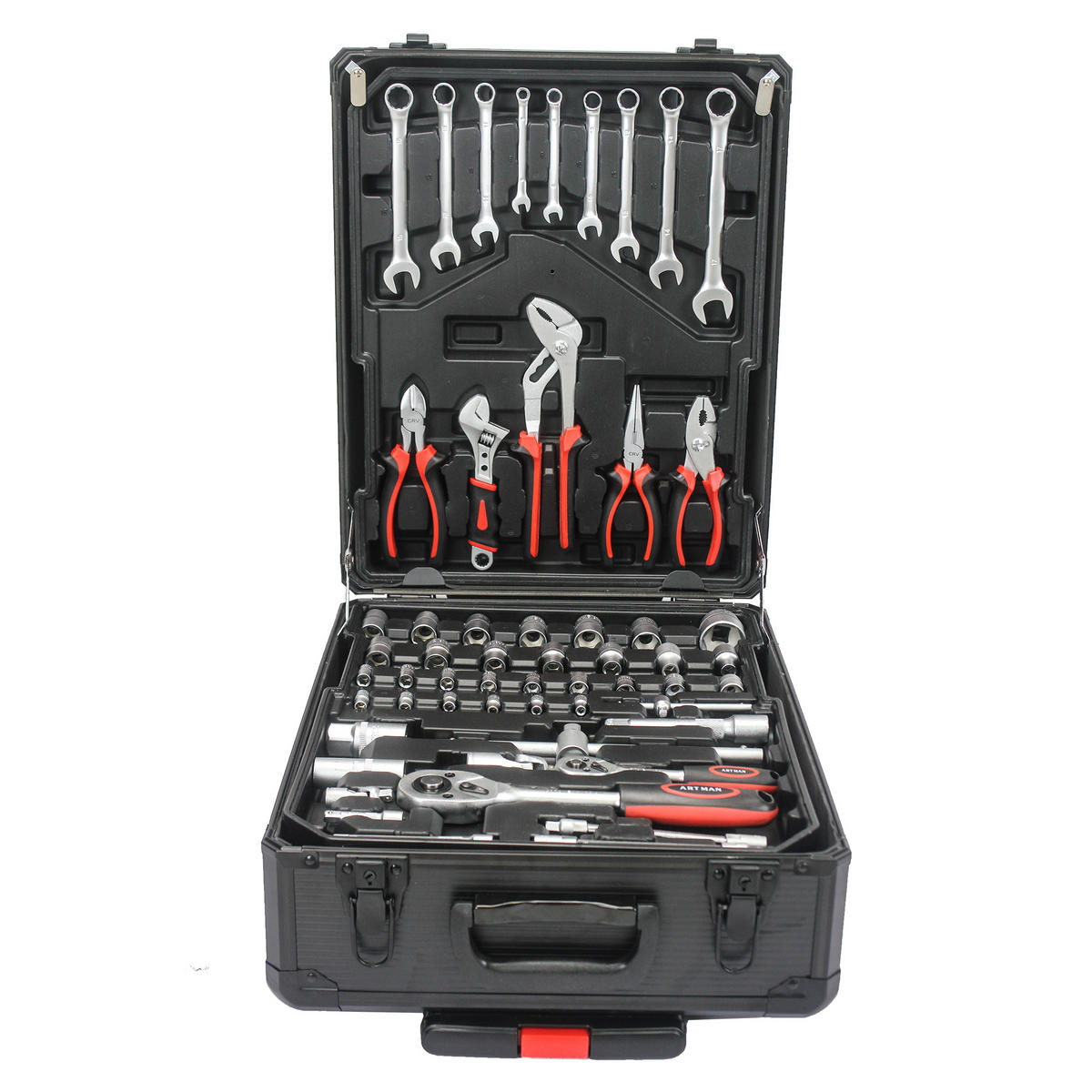 WERKZEUGSET 899 TEILE, rollender Wagen mit 4 Schubladen, Schwarz - Schwarz, Kunststoff (20/51/36.5cm) - Novahome