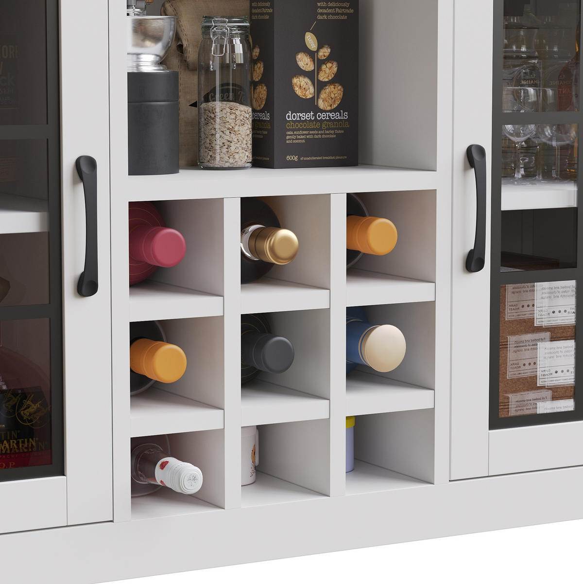 BUFFET 120/180/40 cm Weiß aus MDF und Glas mit LED-Beleuchtung - Weiß, Holzwerkstoff (40/180/120cm) - OKMYHOME