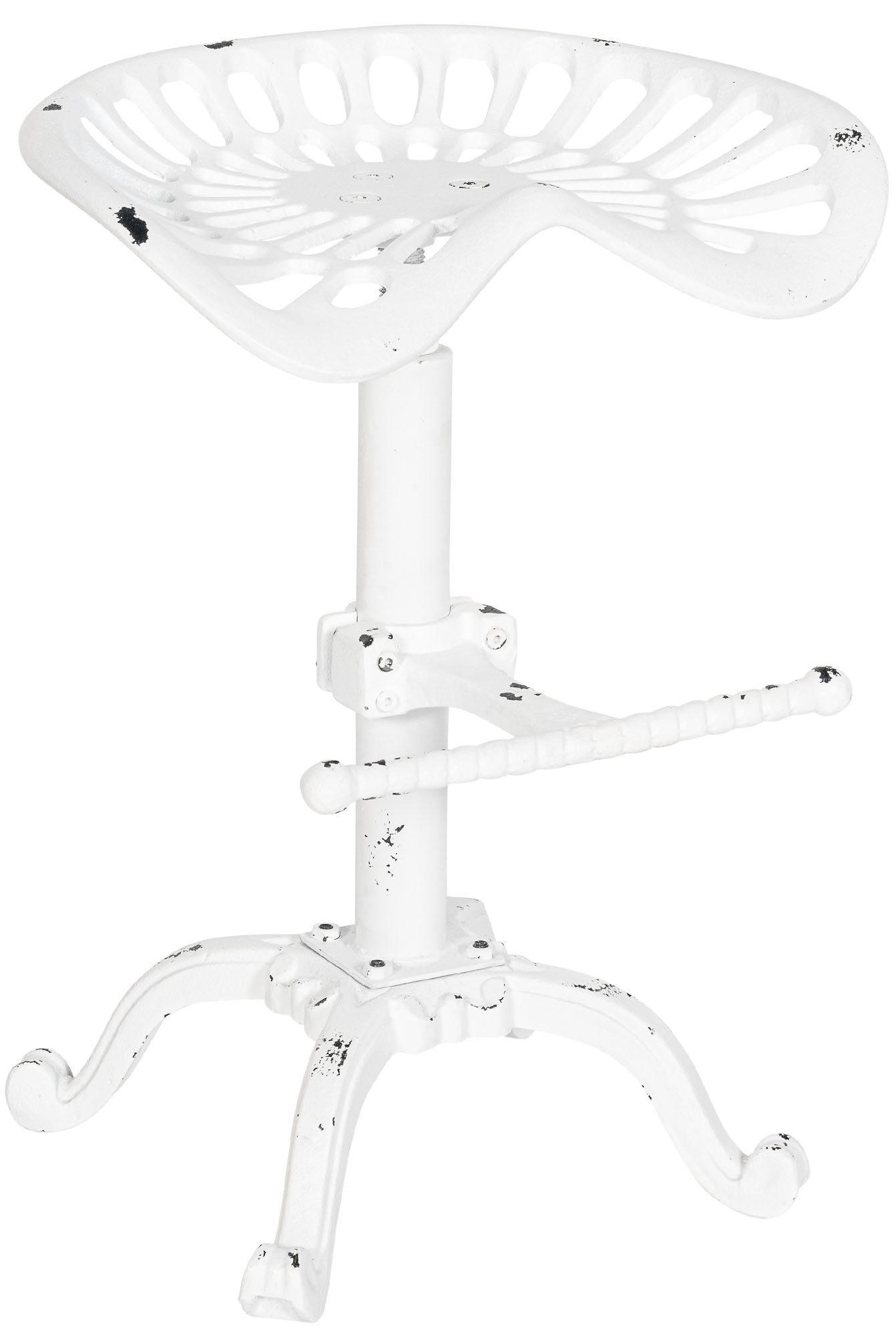 BARHOCKER Metall Antik Weiß - Weiß, Metall (44/56/34cm) - CLP