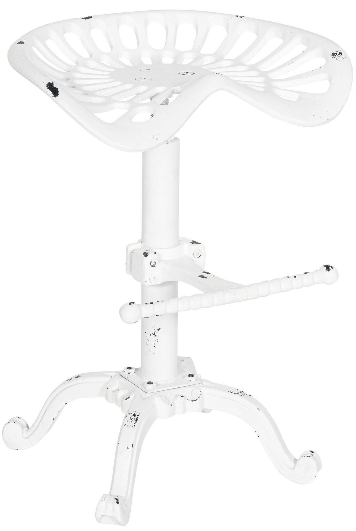 BARHOCKER Metall Antik Weiß - Weiß, Metall (44/56/34cm) - CLP