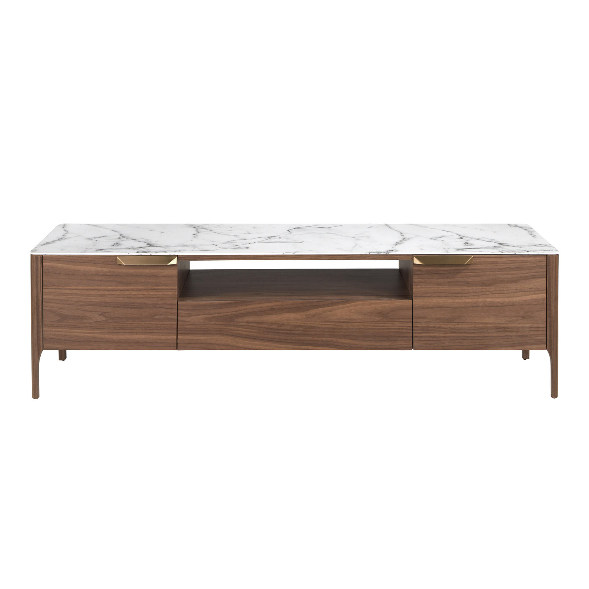 TV-ELEMENT Walnuss Stahl Weiß 180/45/50 cm - Edelstahlfarben/Walnussfarben, Holz/Stein (180/50/45cm) - ANGEL CERDA