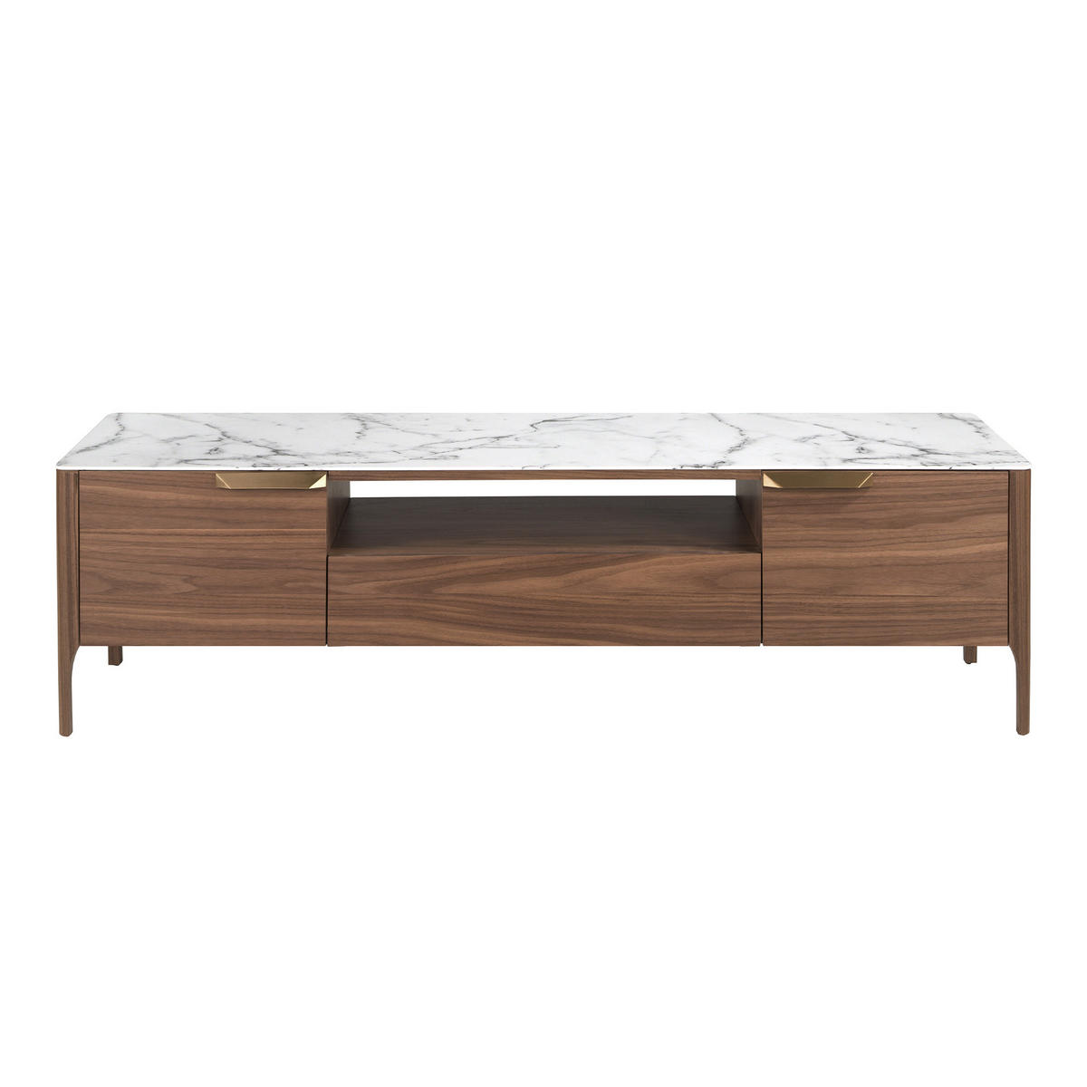 TV-ELEMENT Walnuss Stahl Weiß 180/45/50 cm - Edelstahlfarben/Walnussfarben, Holz/Stein (180/50/45cm) - ANGEL CERDA