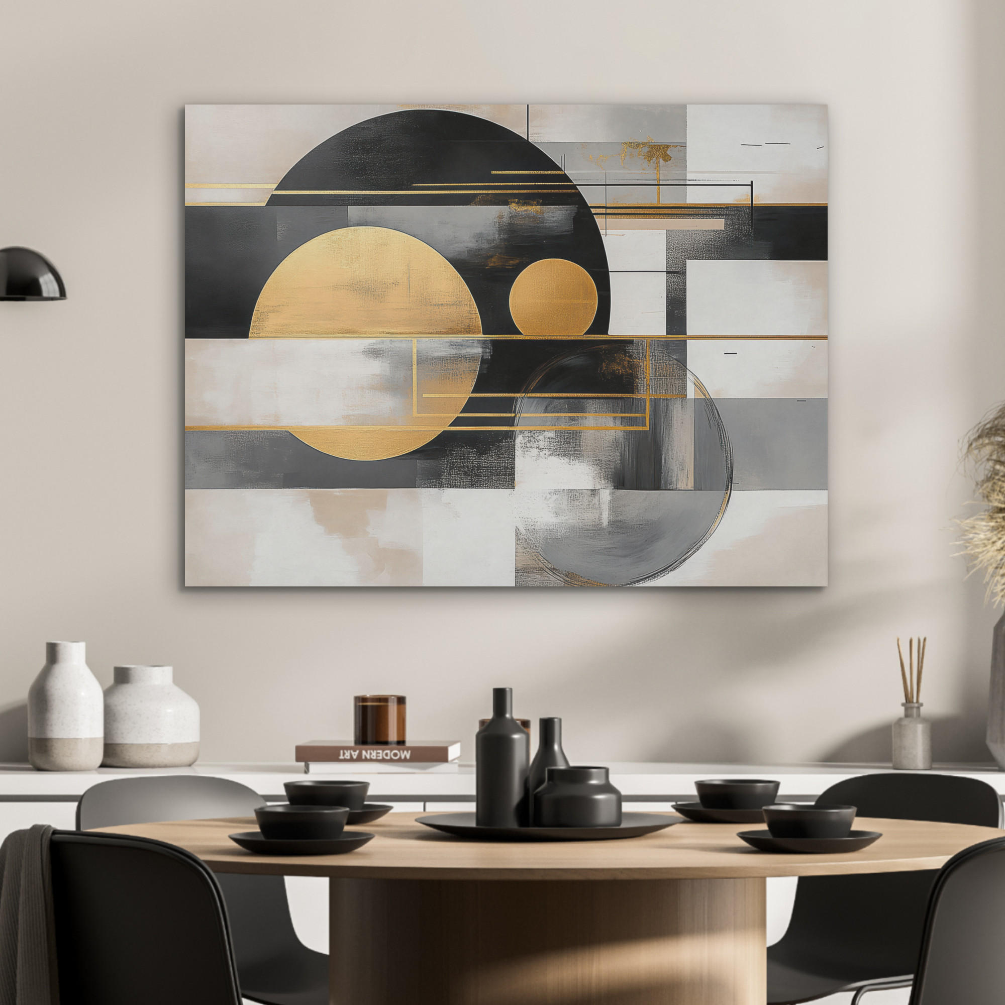 AKUSTIKPANEEL Abstrakt - Gold - Silber - Formen - Ästhetisch - Modern 80x60 cm - Goldfarben, Textil (80/0.9/60cm) - MuchoWow