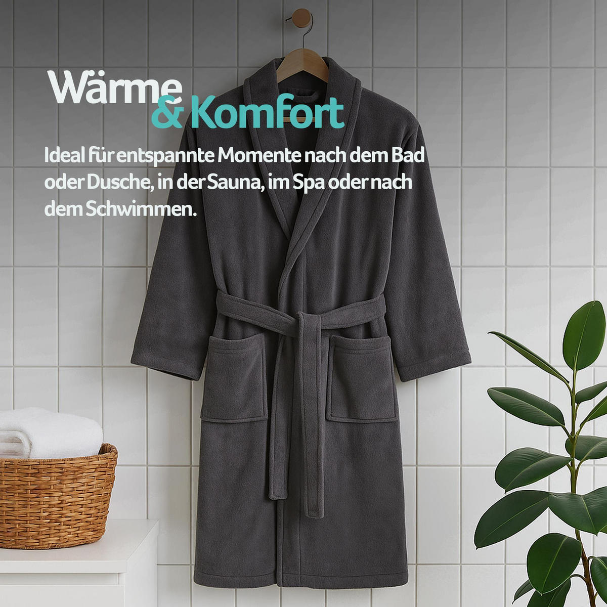 BADEMANTEL Übergrößen ( 4XL -6XL ) Grau 4XL - Grau, Textil (4XLnull) - Bestlivings