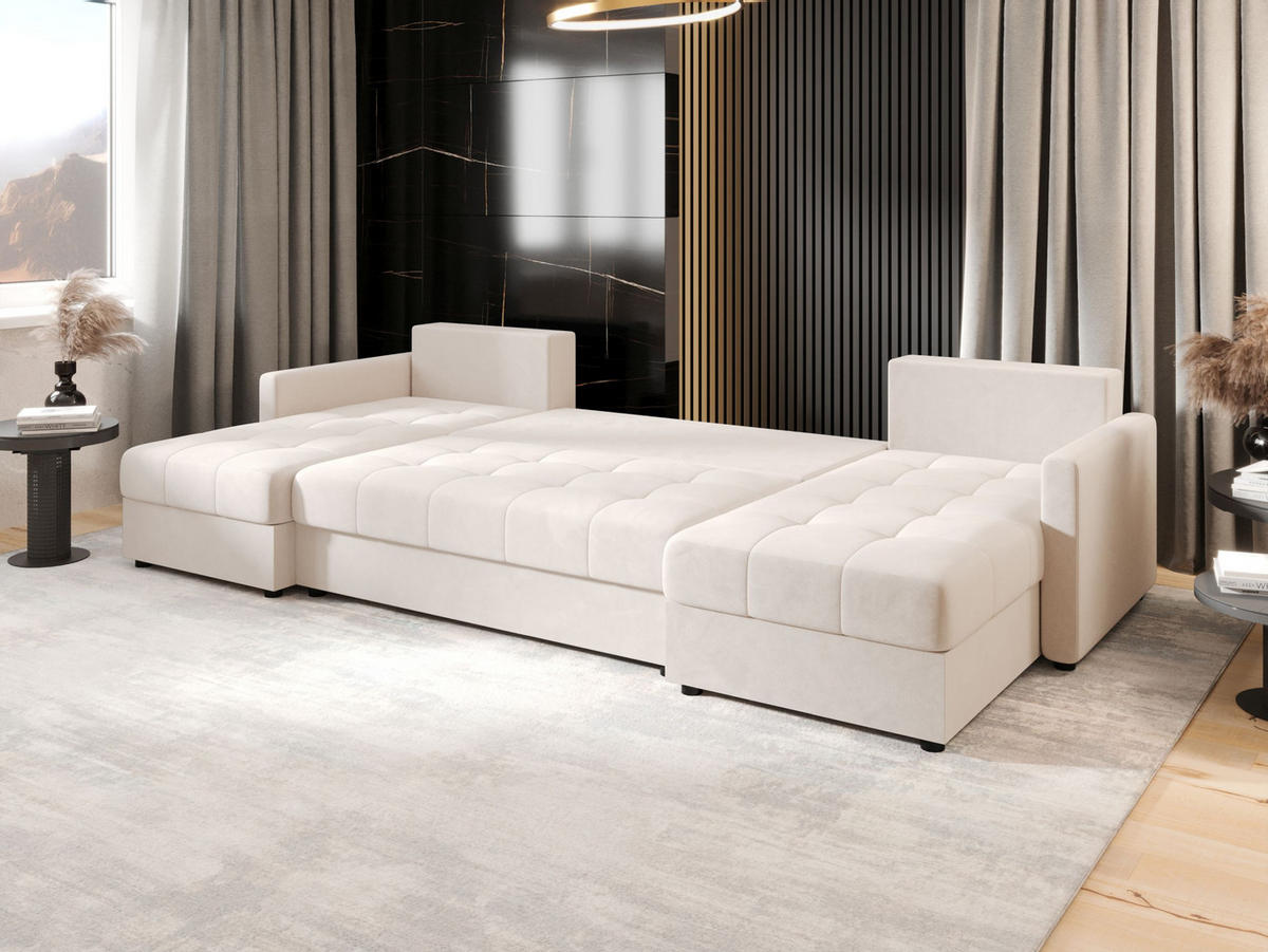 ECKSOFA MOS U BIS Itaka 16 mit Schlaffunktion - Beige, Textil (285/85/140cm) - Bedante