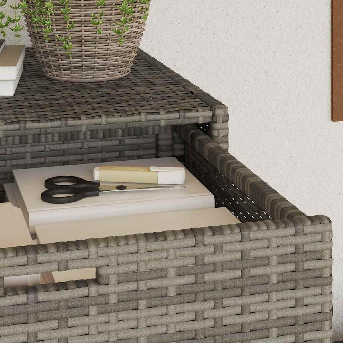 GARTENSCHRANK Grau 55/55/111 Cm Poly Rattan - Grau, Kunststoff (55/111/55cm) - vidaXL