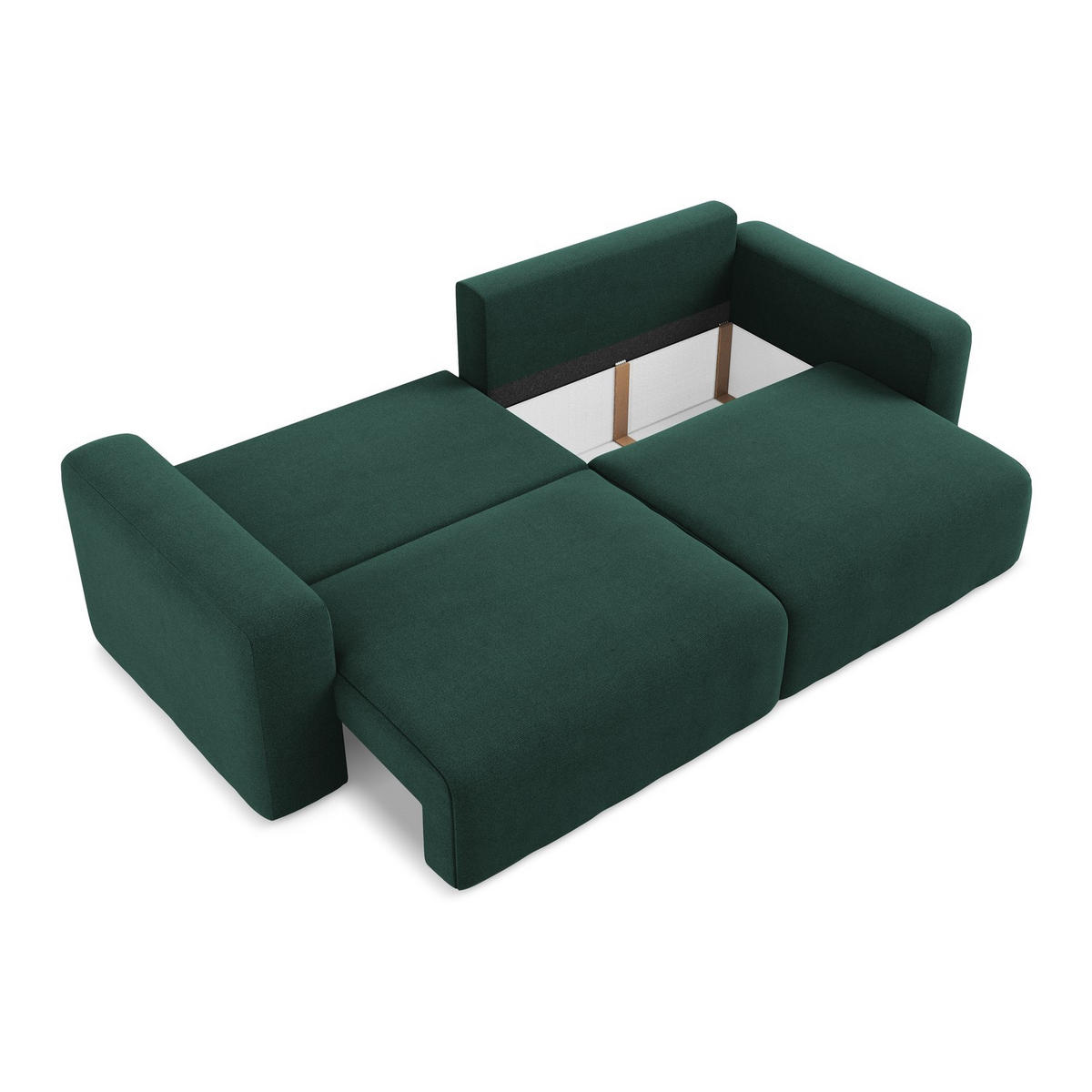 3-SITZER SOFA mit Schlaffunktion Strukturstoff Stoff Grün - Dunkelgrün/Schwarz, Kunststoff/Textil (244/79/102cm) - LaMiaSofa