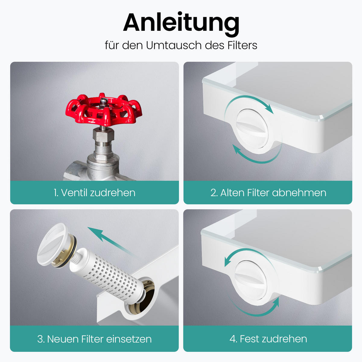 FILTERPATRONE für Wasser Chlorentfernung 2 Stück 8/2,3/2,3 cm - Weiß, Kunststoff (2.3cm) - EMKE