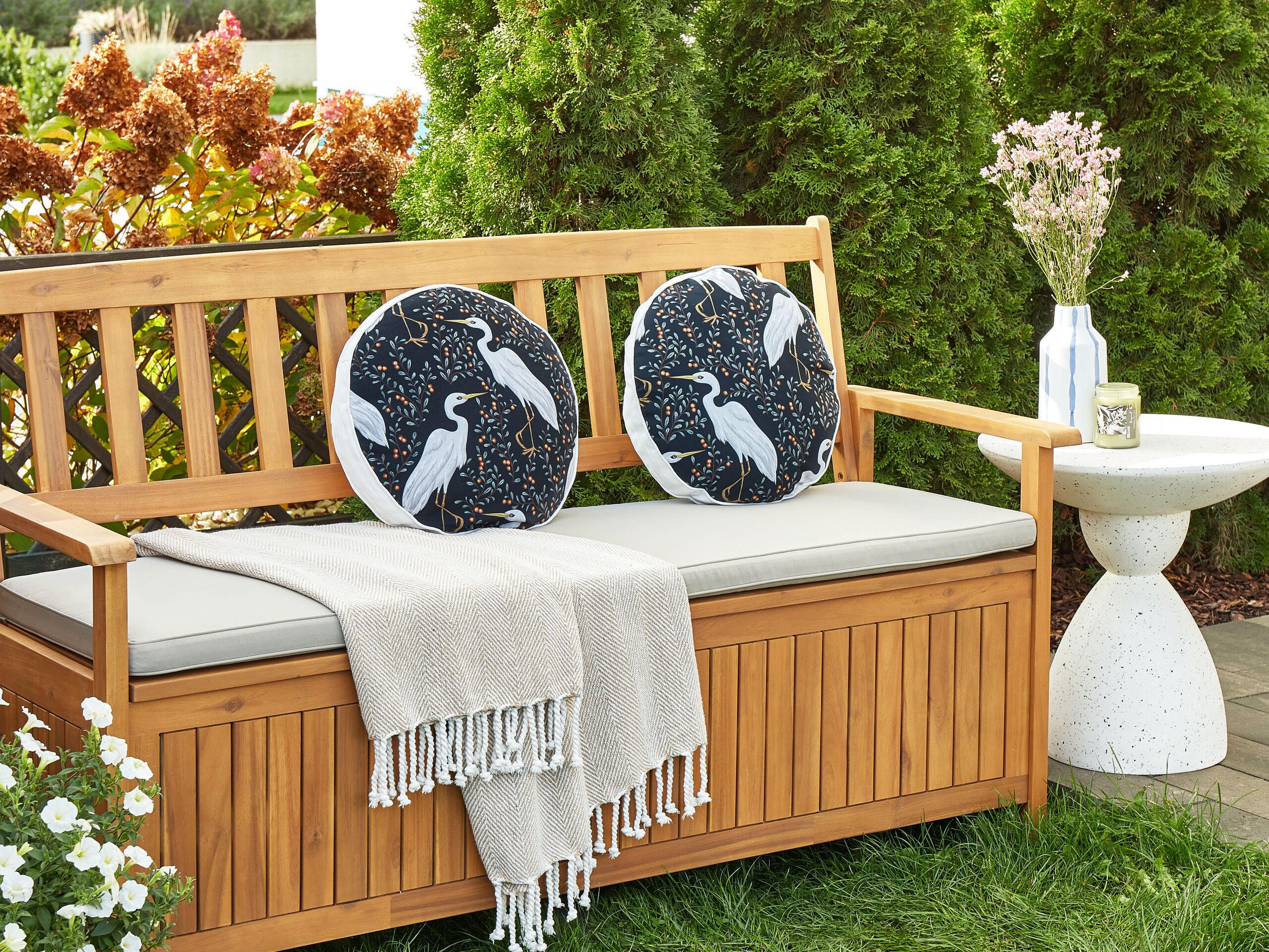 Thumbnail - Beliani Gartenkissen, Hellgrau, Textil, Füllung: Polyester, Rund, 40x40 cm, Outdoor-Kissen, Outdoor-Dekokissen