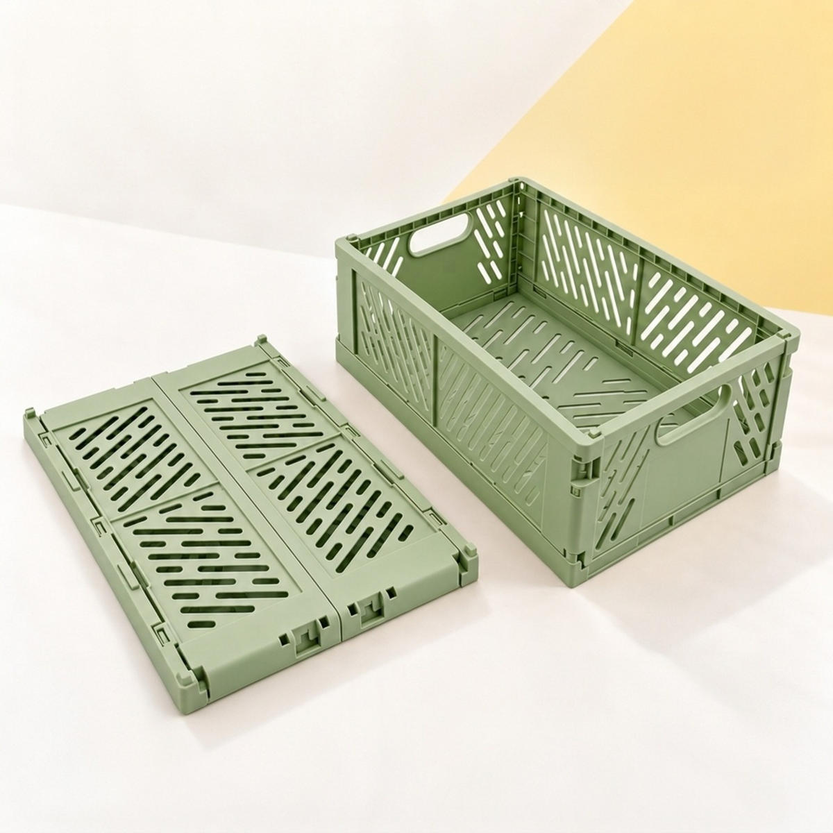 KLAPPBOX Salbei 4er-Set - Grün, Kunststoff (29/12/21cm) - Relaxdays