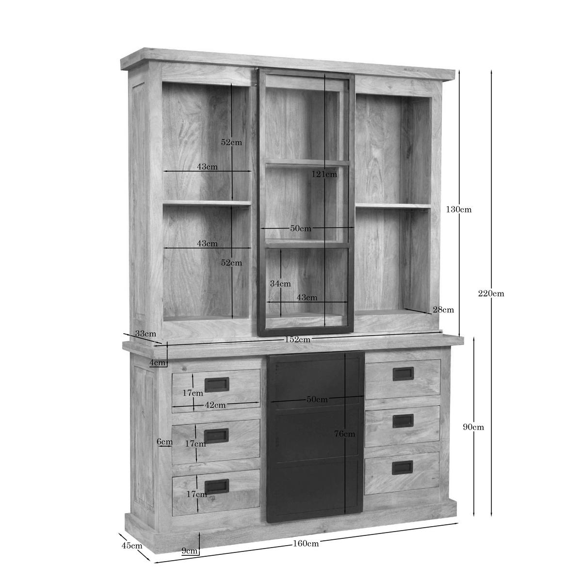 VITRINE Noa Braun 45/160/220 cm - Braun, Holz (160/220/45cm) - Starfurn