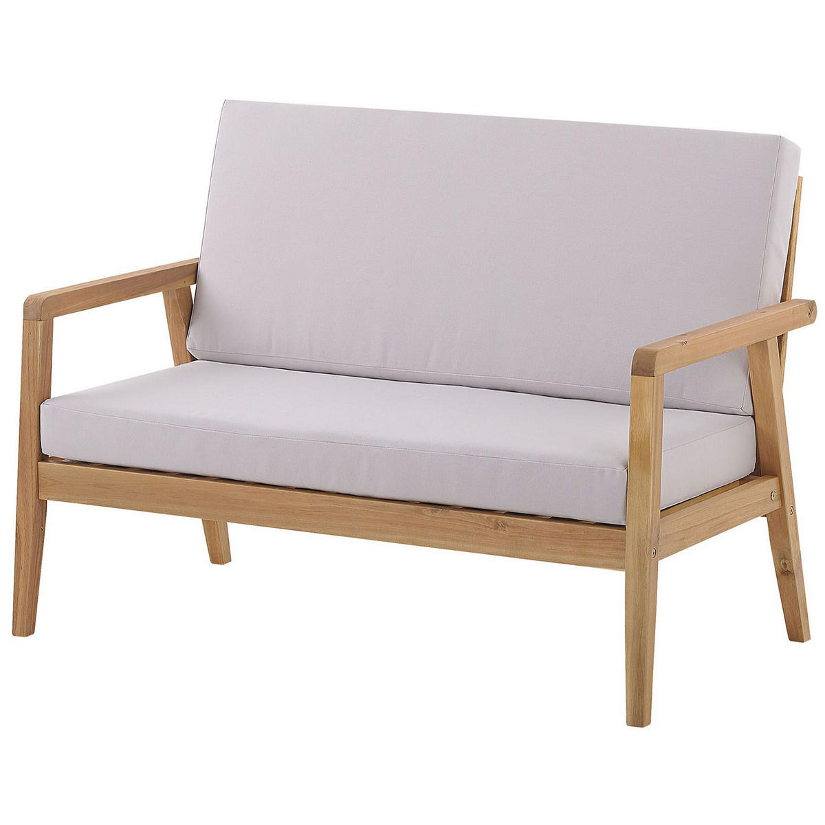 LOUNGE SET 4-Sitzer Hellbraun Auflagen grau Pallano - Hellbraun/Grau, Holz - Beliani