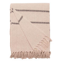 DECKE Streifen Groß 130x180 cm, 100% Baumwolle, Natur/Schwarz - Naturfarben, Textil (130/180cm) - Au Maison