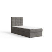BOXBETT - Bett 05 OSLO - Aragon - 90x200 cm - mit Bettkasten und Komfort-Topper - Grau, Holz (90/200cm) - ROYAL24_MARKT