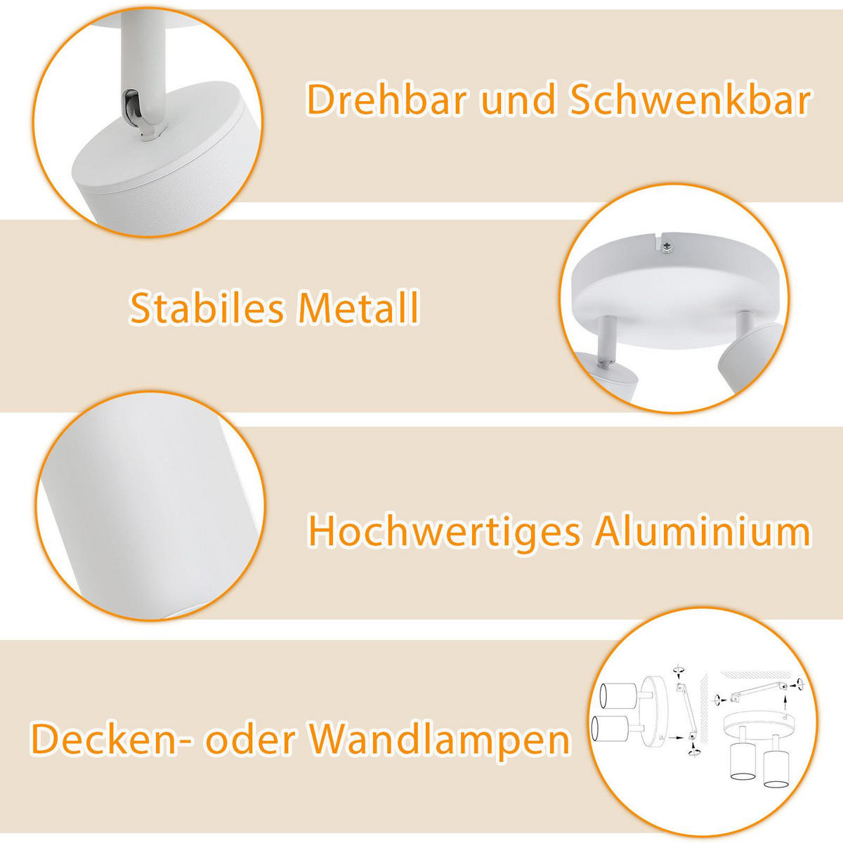 STRAHLER Belohnung 2-flammig 15/15/14.4 cm - Weiß, Metall (15/15/14.4cm) - ZMH