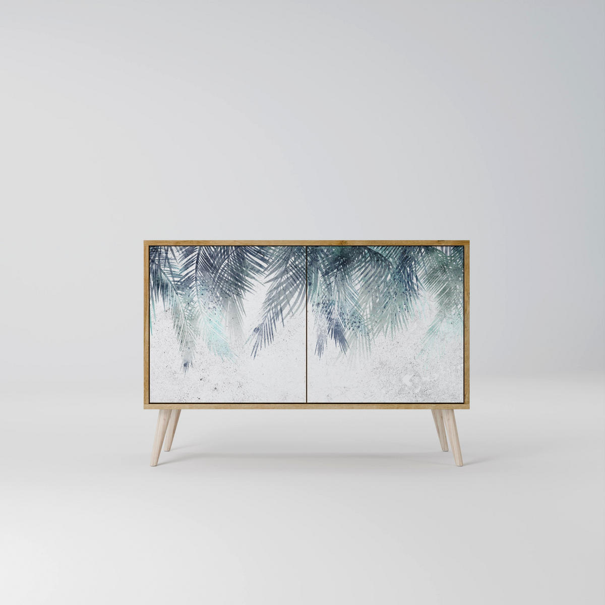SIDEBOARD PALM VEIL, Eicheneffekt, 111x42x77,5 cm, 2 Türen - Eichefarben/Buchefarben, Holzwerkstoff/Buchenholz (111/77.5/42cm) - SpaceRebels