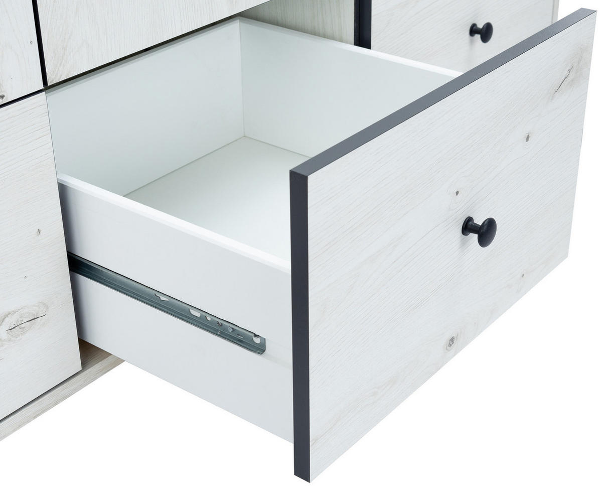 KLEIDERSCHRANK Lavea Landhausstil 130/191/51 cm White Oak - Schwarz/Weiß, Holzwerkstoff/Metall (130/191/51cm) - arthur berndt