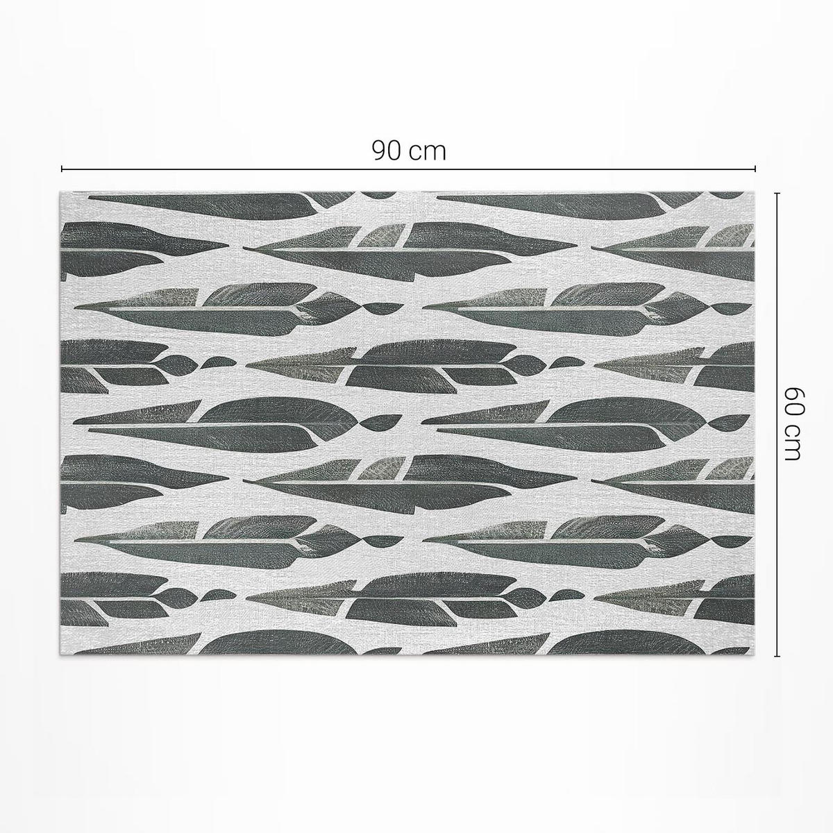 TEPPICH 60x90 cm Gemalte Federn - Graphitfarben, Kunststoff (60/90cm) - Wallfluent