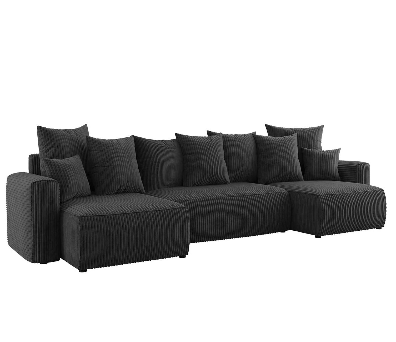 ECKSOFA DAVE U - Schwarz, Holzwerkstoff (312/142cm) - Meblini