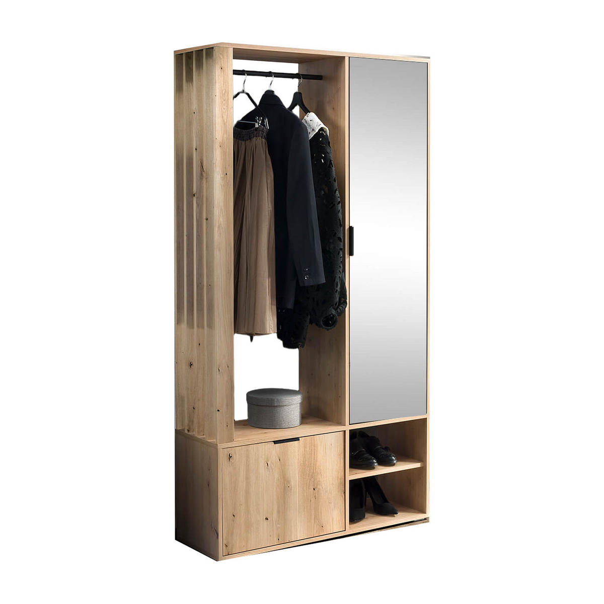 GARDEROBE Milo 100 x 189,4 x 33 cm Eiche Artisan - Eiche Artisan, Holzwerkstoff/Metall (100/189.4/33cm) - Koseto