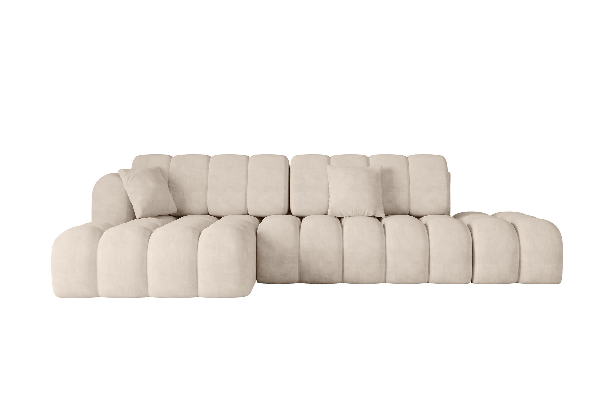 ECKSOFA mit Schlaffunktion Ottomane Links OLEA-L2 321x164x75 Beige Velours - Sandfarben/Schwarz, Holzwerkstoff/Kunststoff (321/164cm) - ALTDECOR
