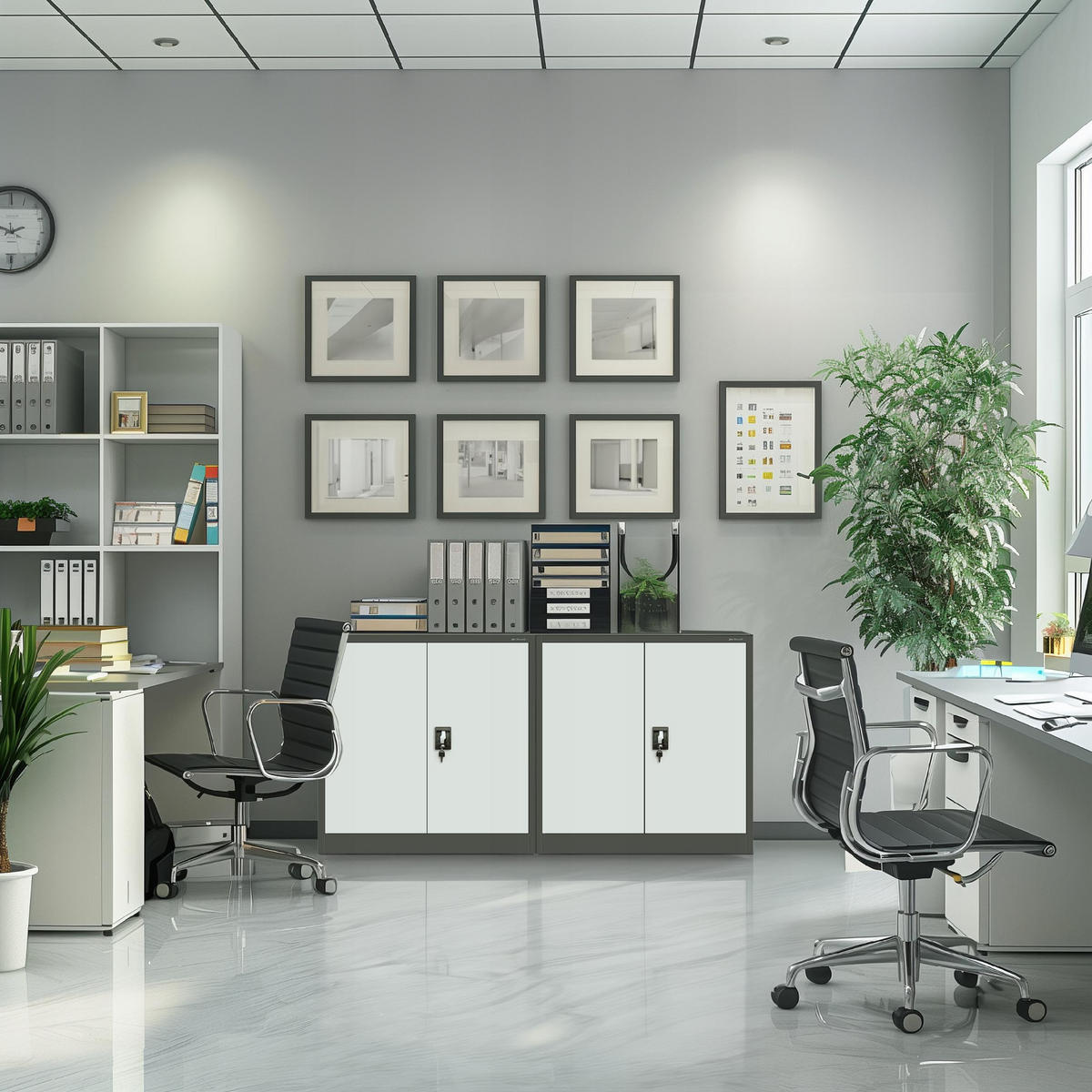 METALLSCHRANK Beata - Anthrazit/Weiß, Metall (90/93/40cm) - Jan Nowak