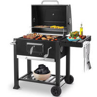 HOLZKOHLEGRILL 5–10 Personen Mit Rädern Für Garten Camping - Schwarz, Metall (55.7/116cm)
