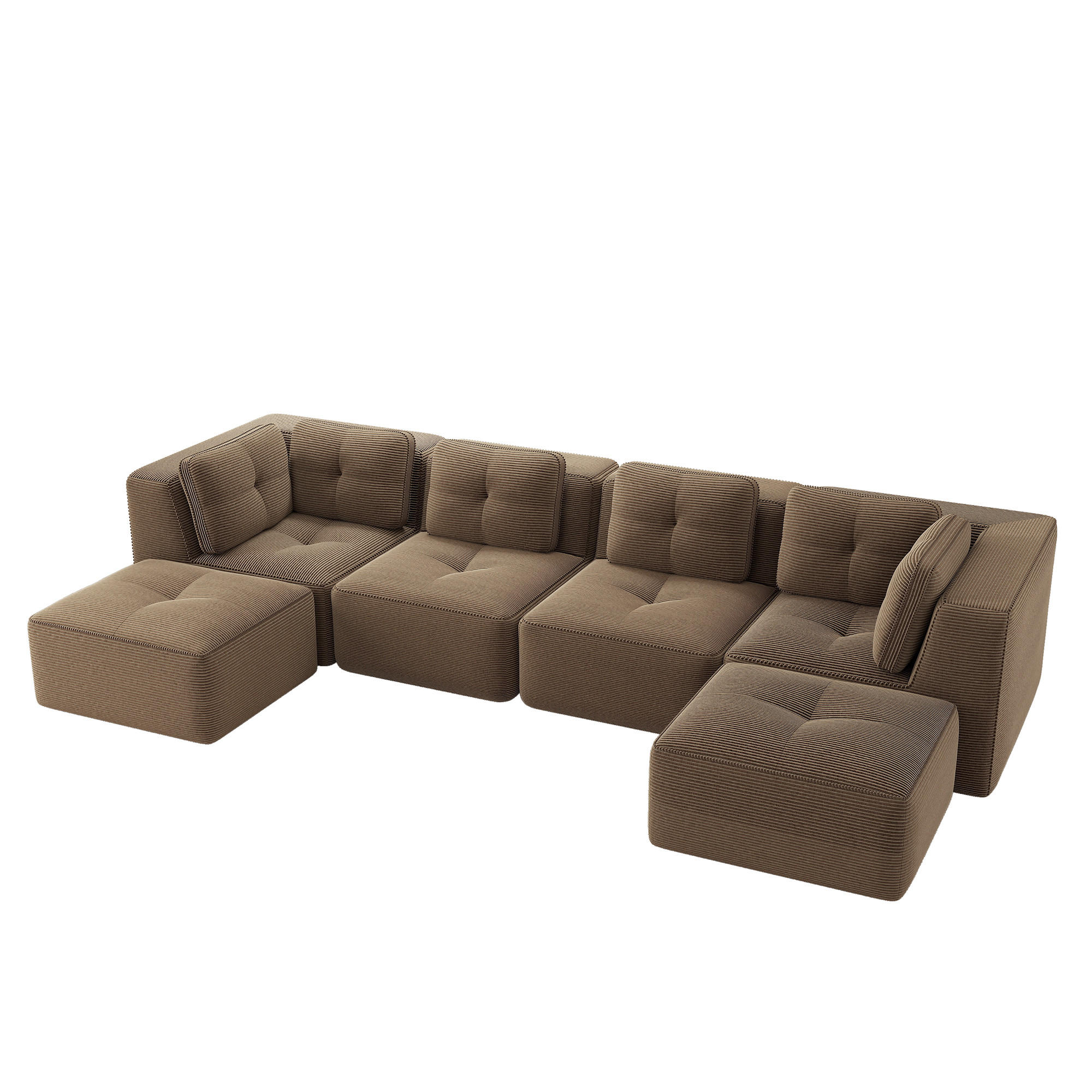 WOHNLANDSCHAFT DE-34220 mit Ottoman und Schlaffunktion Braun - Braun, Textil (177/69/386cm) - ComfortXL