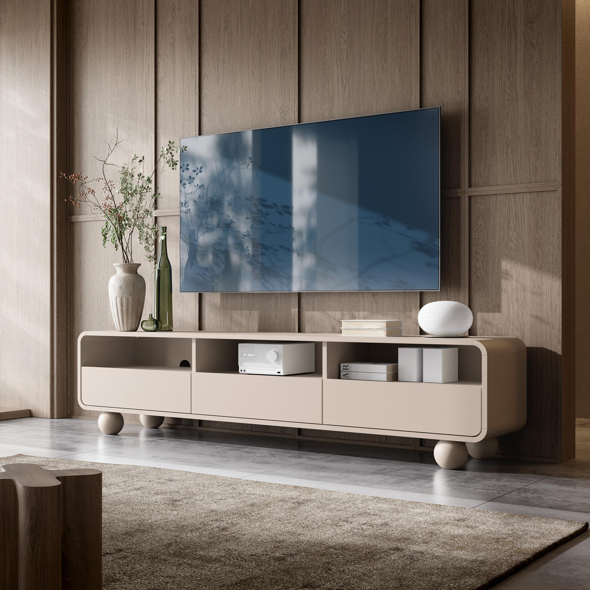 LOWBOARD TONDO 180/44/39 cm, Kaschmir - Kaschmir, Holzwerkstoff (180/44/39cm) - MASSENO